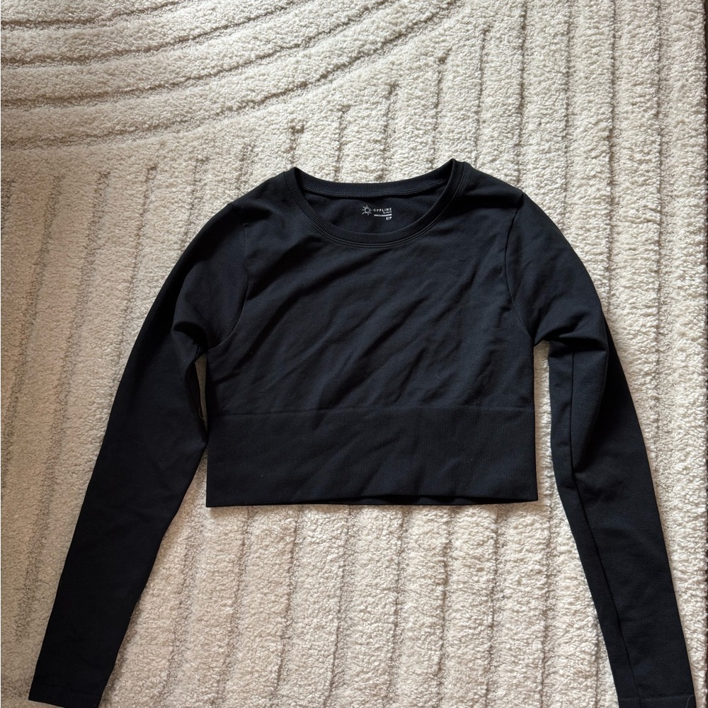 Black Long Sleeve Crop Top